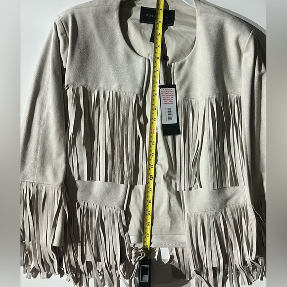 New with Tags BCBG Cream Fringe Jacket Size Medium - Picture 6 of 9